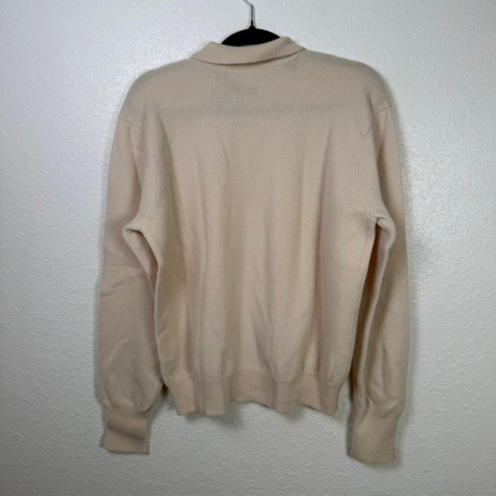 VINTAGE Polo Ralph Lauren 100% Lambswool Polo Sweater Italian Yarn Cream Large - Picture 4 of 11